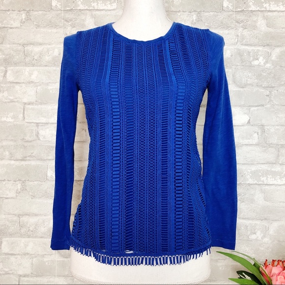 J. Crew Tops - J.Crew | Blue Long Sleeve Scoop Neck Top Size XXS